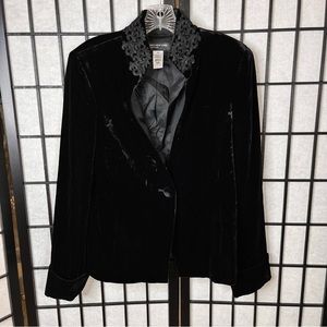 Jones New York Black Velour Button Blazer 10